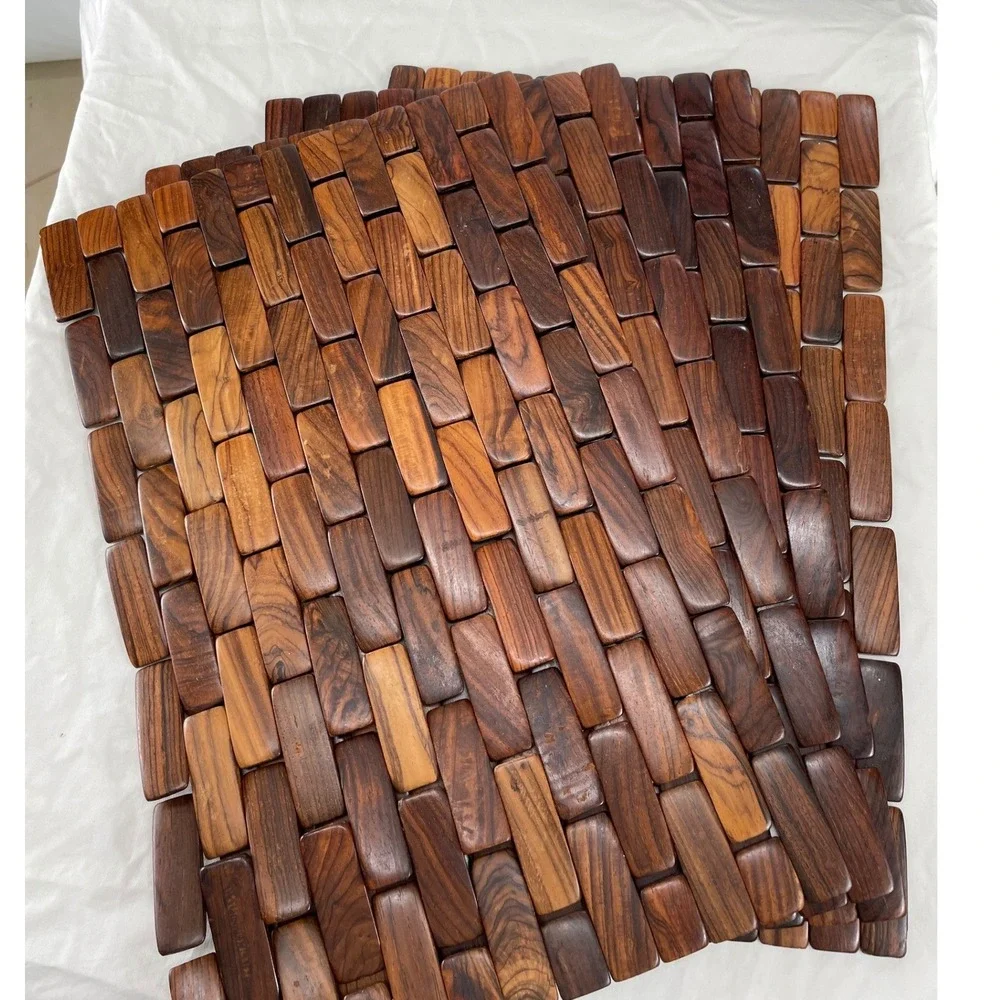 Costa Rica Rosewood Placemats 17.5x11 Wood Brick Brown Flexible Rustic Set of 4